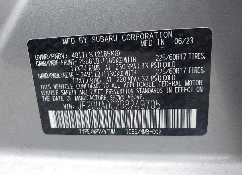 Photo 9 of 2024 Subaru Crosstrek PREMIUM (VIN JF2GUADC2R8249705)