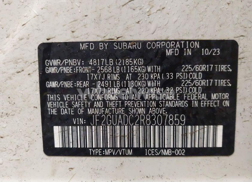 Photo 9 of 2024 Subaru Crosstrek PREMIUM (VIN JF2GUADC2R8307859)