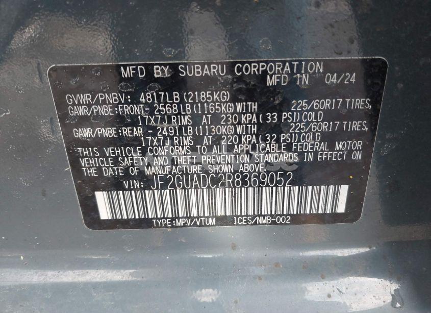 Photo 9 of 2024 Subaru Crosstrek PREMIUM (VIN JF2GUADC2R8369052)