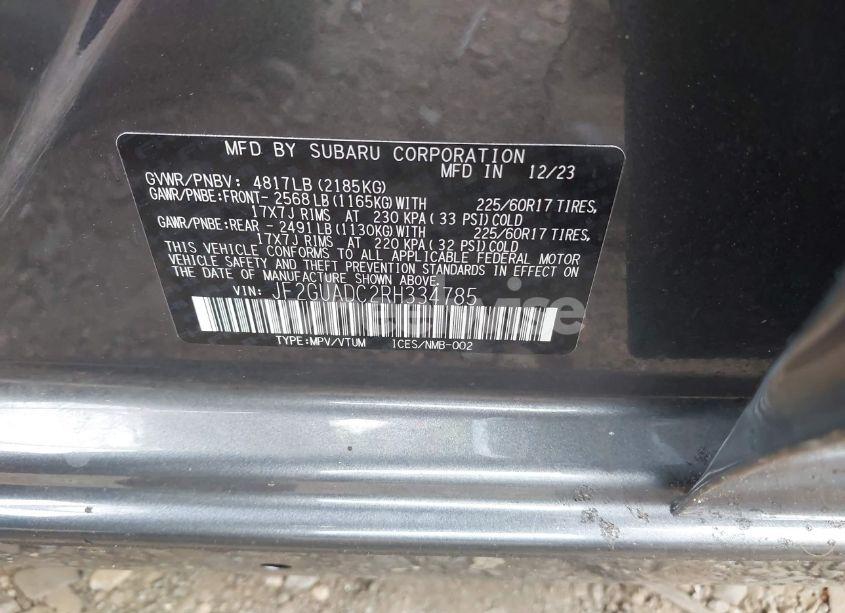 Photo 9 of 2024 Subaru Crosstrek PREMIUM (VIN JF2GUADC2RH334785)