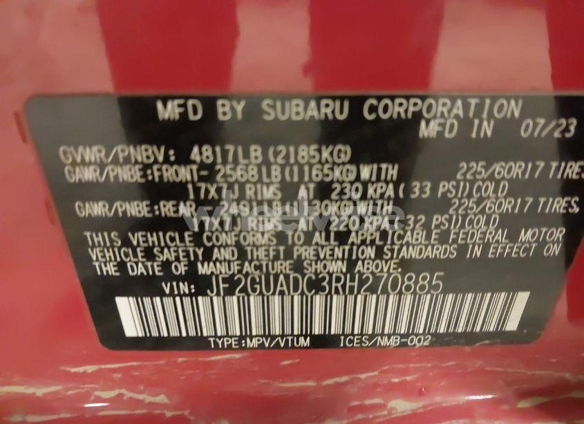 Photo 9 of 2024 Subaru Crosstrek PREMIUM (VIN JF2GUADC3RH270885)