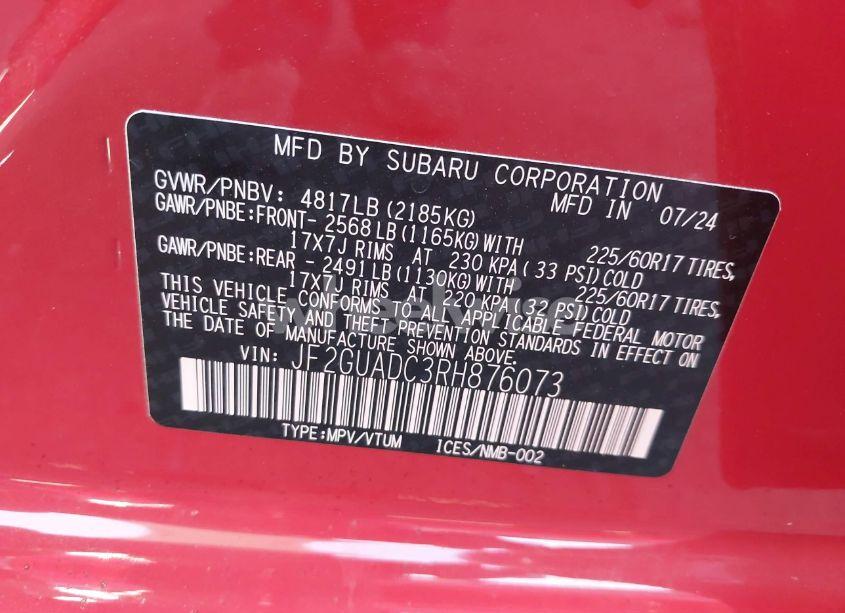 Photo 9 of 2024 Subaru Crosstrek PREMIUM (VIN JF2GUADC3RH876073)