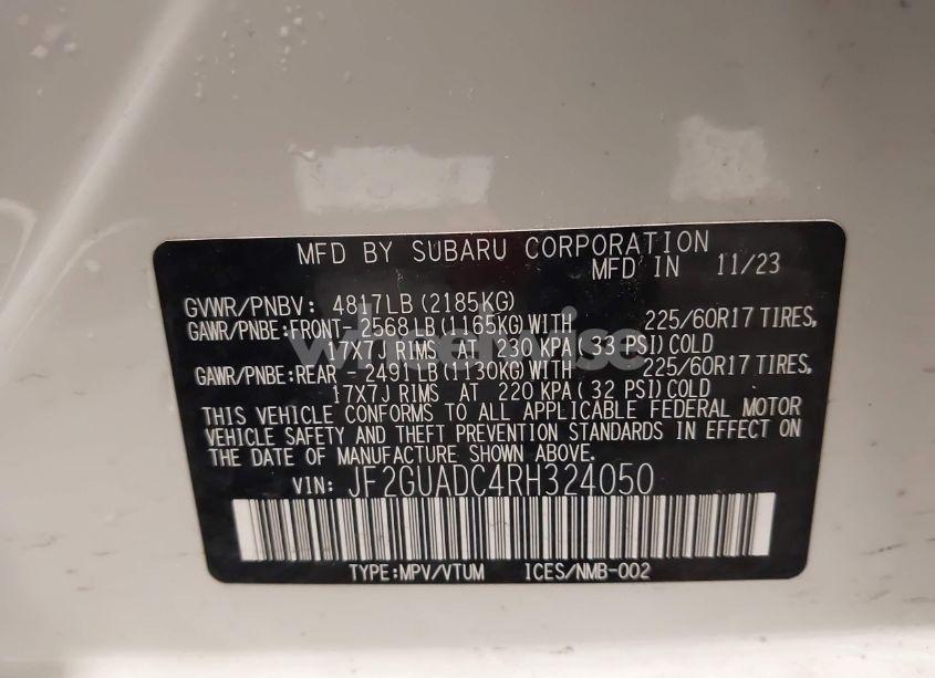 Photo 9 of 2024 Subaru Crosstrek PREMIUM (VIN JF2GUADC4RH324050)