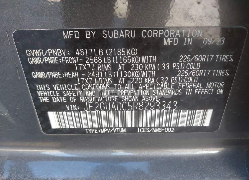 Photo 9 of 2024 Subaru Crosstrek PREMIUM (VIN JF2GUADC5R8293343)