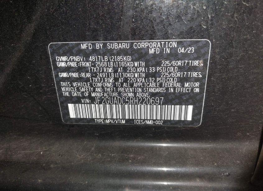 Photo 9 of 2024 Subaru Crosstrek PREMIUM (VIN JF2GUADC5RH220697)