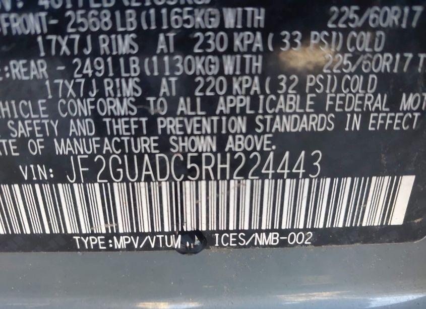 Photo 9 of 2024 Subaru Crosstrek PREMIUM (VIN JF2GUADC5RH224443)