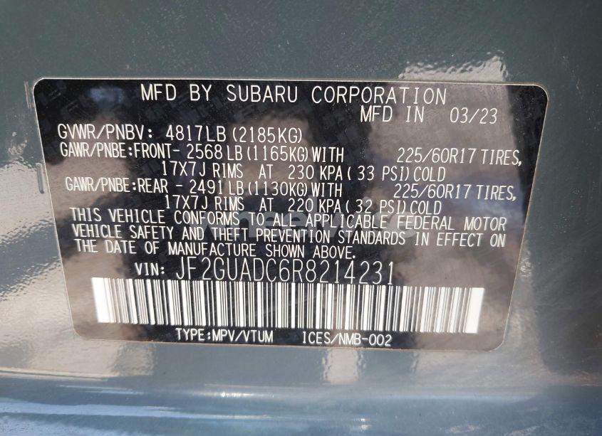 Photo 9 of 2024 Subaru Crosstrek PREMIUM (VIN JF2GUADC6R8214231)