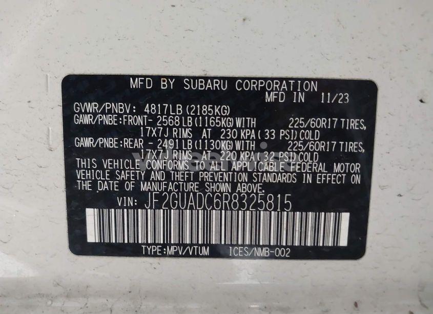 Photo 9 of 2024 Subaru Crosstrek PREMIUM (VIN JF2GUADC6R8325815)