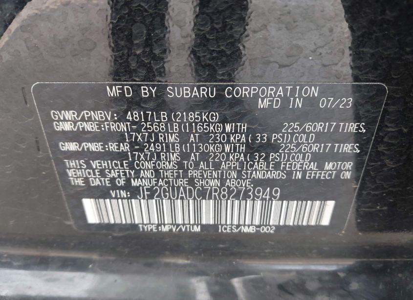 Photo 9 of 2024 Subaru Crosstrek PREMIUM (VIN JF2GUADC7R8273949)