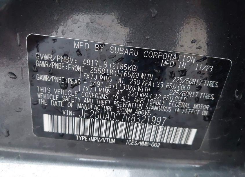 Photo 9 of 2024 Subaru Crosstrek PREMIUM (VIN JF2GUADC7R8321997)