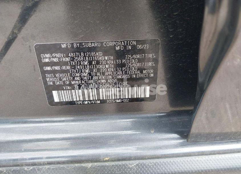 Photo 9 of 2024 Subaru Crosstrek PREMIUM (VIN JF2GUADC8R8251085)