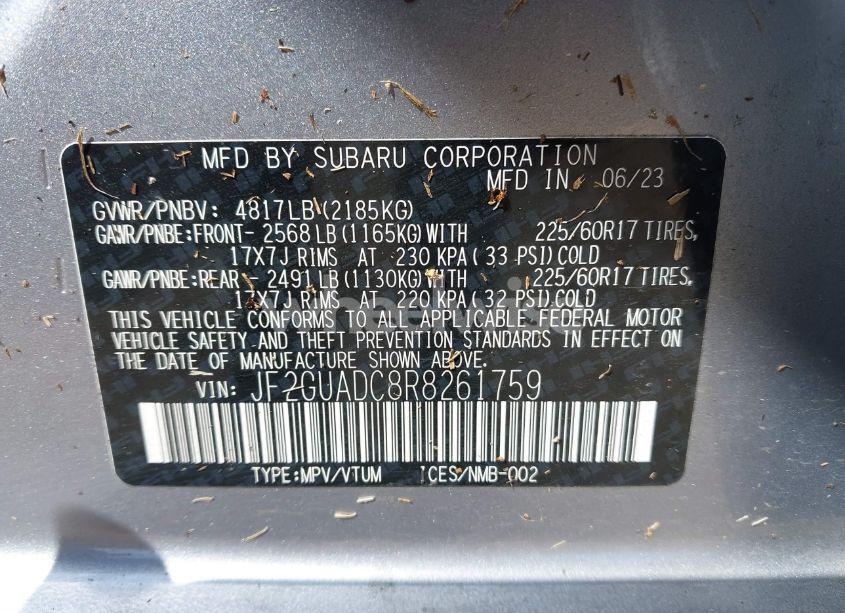 Photo 9 of 2024 Subaru Crosstrek PREMIUM (VIN JF2GUADC8R8261759)