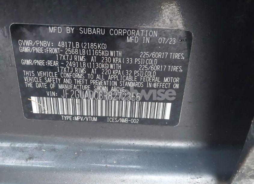 Photo 9 of 2024 Subaru Crosstrek PREMIUM (VIN JF2GUADC8R8272356)