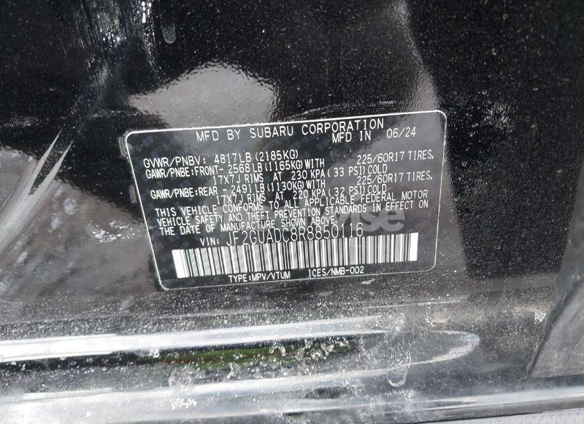 Photo 9 of 2024 Subaru Crosstrek PREMIUM (VIN JF2GUADC8R8850116)