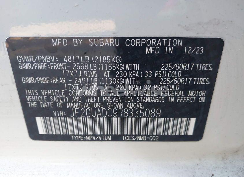 Photo 8 of 2024 Subaru Crosstrek PREMIUM (VIN JF2GUADC9R8335089)