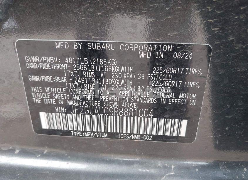 Photo 9 of 2024 Subaru Crosstrek PREMIUM (VIN JF2GUADC9R8881004)