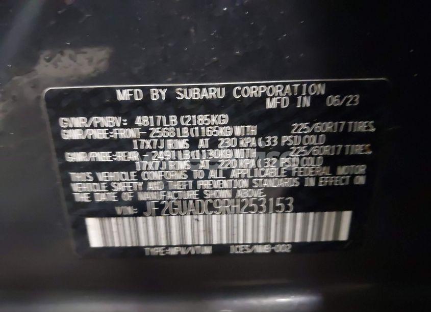 Photo 9 of 2024 Subaru Crosstrek PREMIUM (VIN JF2GUADC9RH253153)