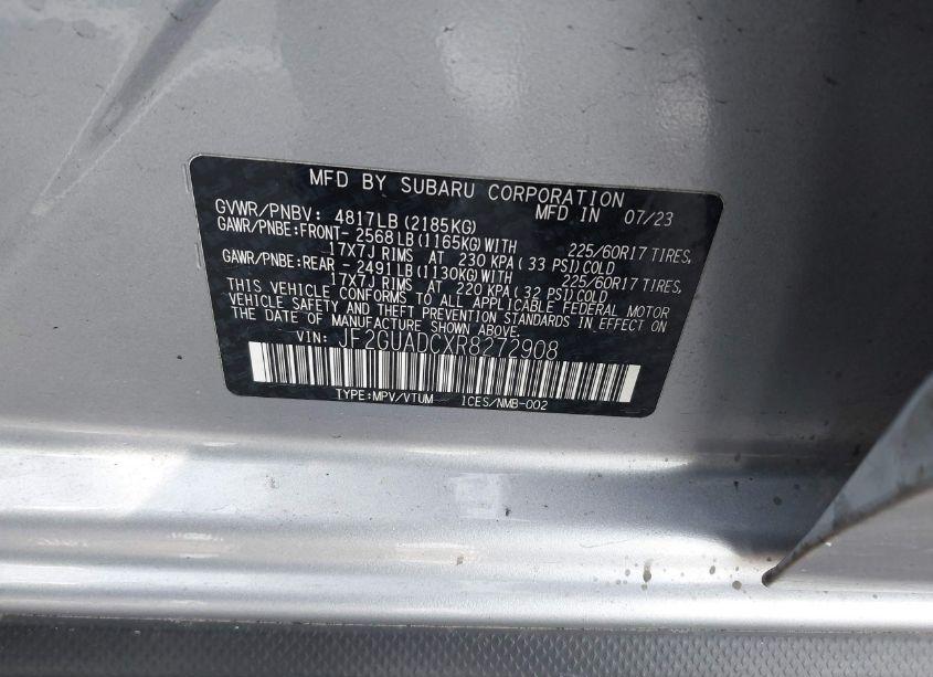 Photo 9 of 2024 Subaru Crosstrek PREMIUM (VIN JF2GUADCXR8272908)