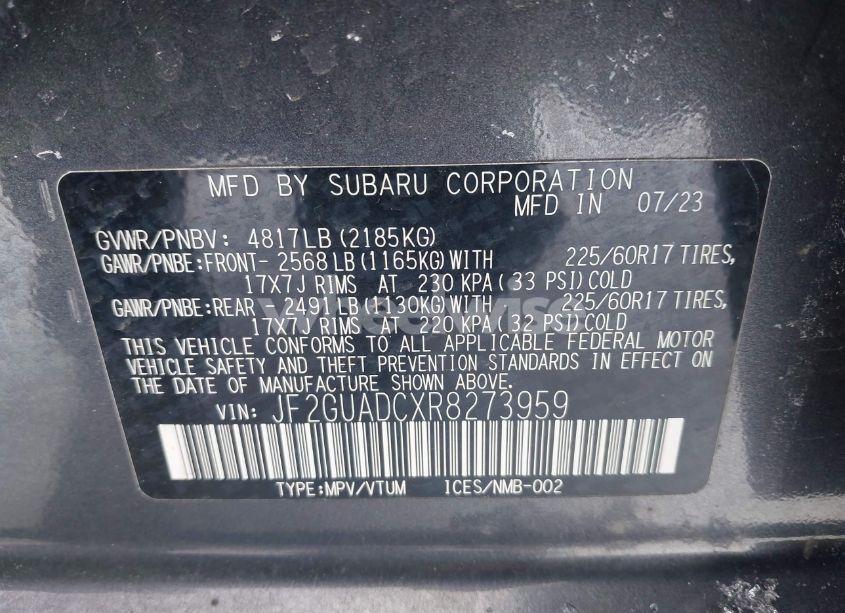 Photo 9 of 2024 Subaru Crosstrek PREMIUM (VIN JF2GUADCXR8273959)