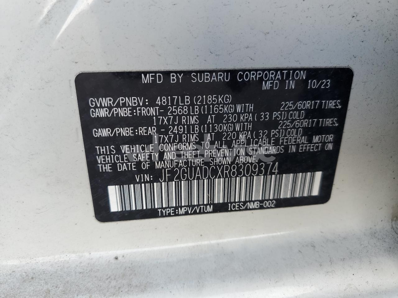 Photo 13 of 2024 SUBARU CROSSTREK PREMIUM (VIN JF2GUADCXR8309374)