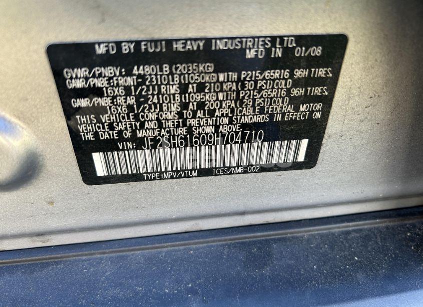 Photo 9 of 2009 Subaru Forester N/A (VIN JF2SH61609H704710)