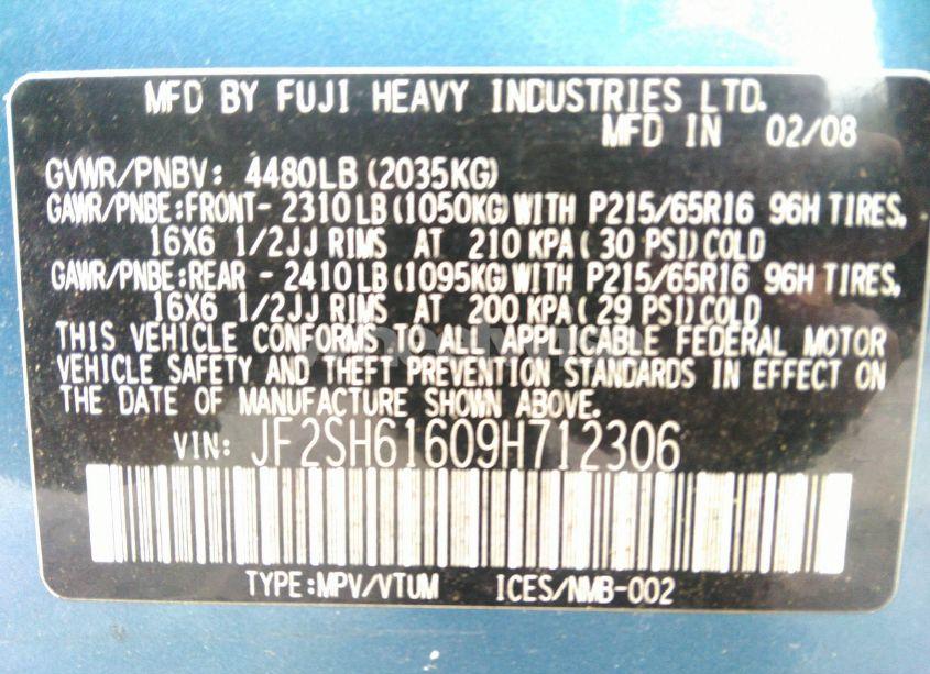 Photo 9 of 2009 Subaru Forester 2.5X (VIN JF2SH61609H712306)