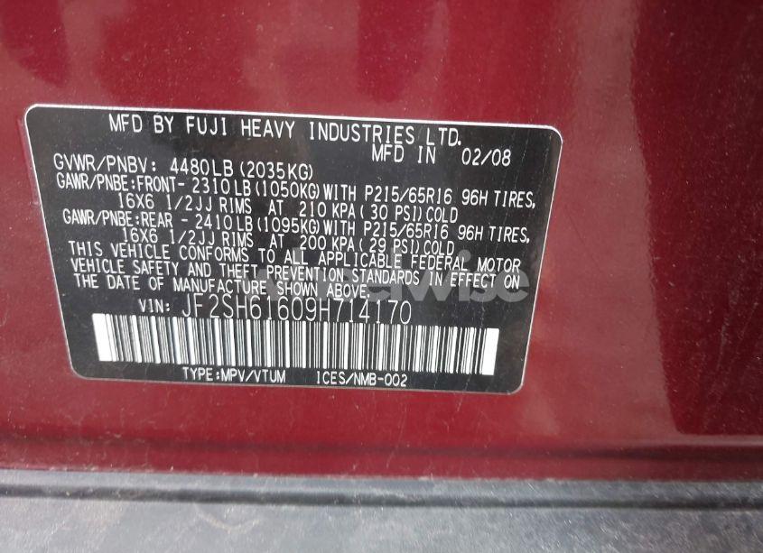 Photo 9 of 2009 Subaru Forester 2.5X (VIN JF2SH61609H714170)