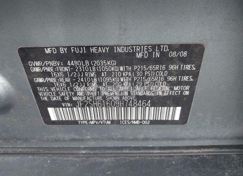 Photo 9 of 2009 Subaru Forester 2.5X (VIN JF2SH61609H748464)