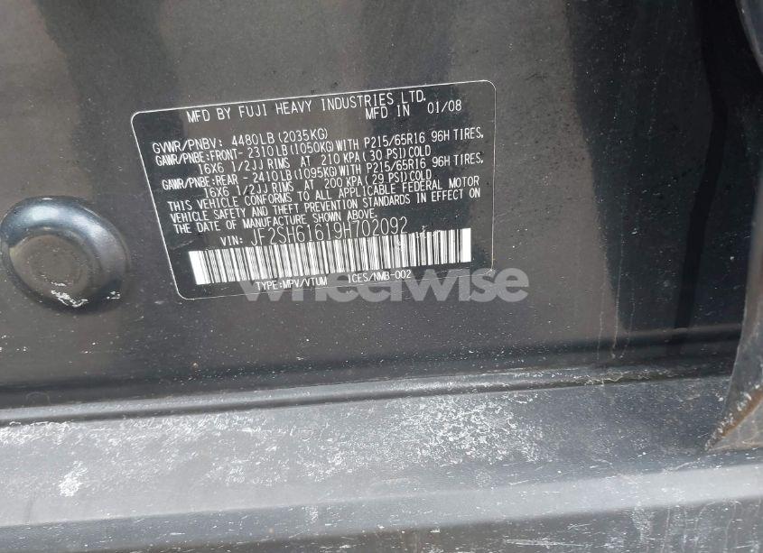 Photo 9 of 2009 Subaru Forester 2.5X (VIN JF2SH61619H702092)