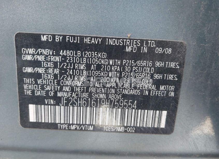 Photo 9 of 2009 Subaru Forester 2.5X (VIN JF2SH61619H759554)