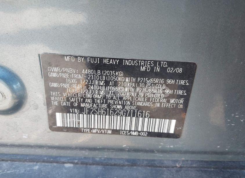 Photo 9 of 2009 Subaru Forester 2.5X (VIN JF2SH61629G711616)