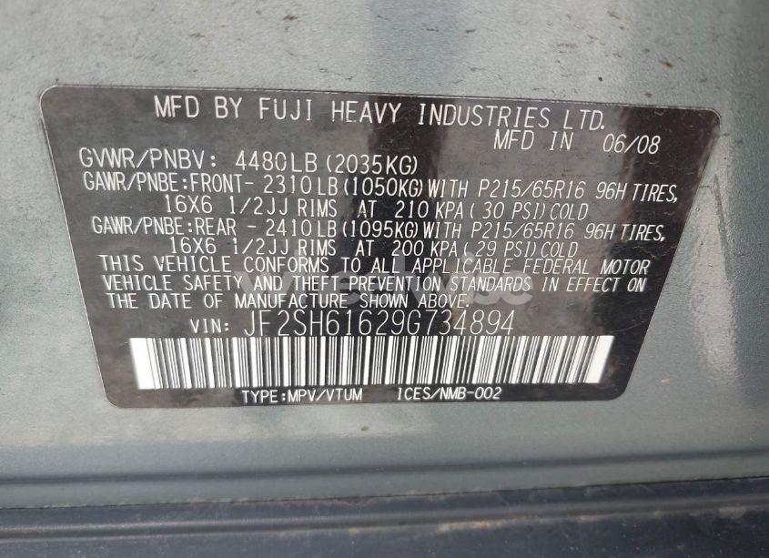 Photo 9 of 2009 Subaru Forester 2.5X (VIN JF2SH61629G734894)