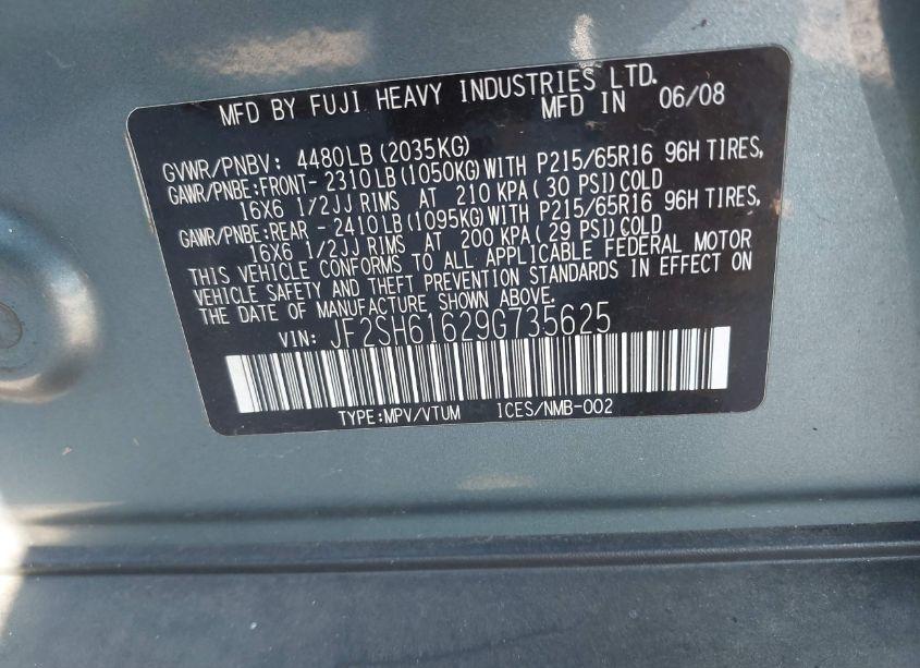 Photo 9 of 2009 Subaru Forester 2.5X (VIN JF2SH61629G735625)