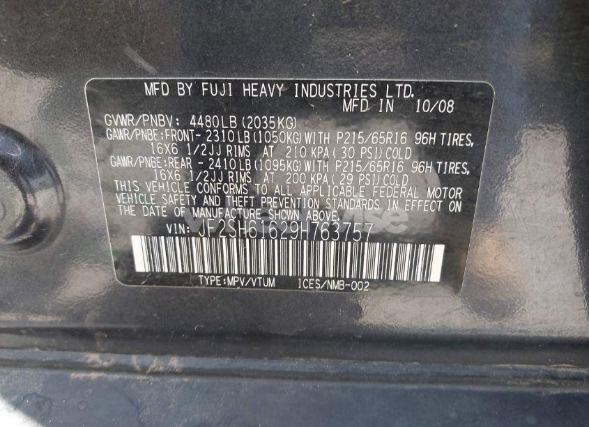 Photo 9 of 2009 Subaru Forester 2.5X (VIN JF2SH61629H763757)