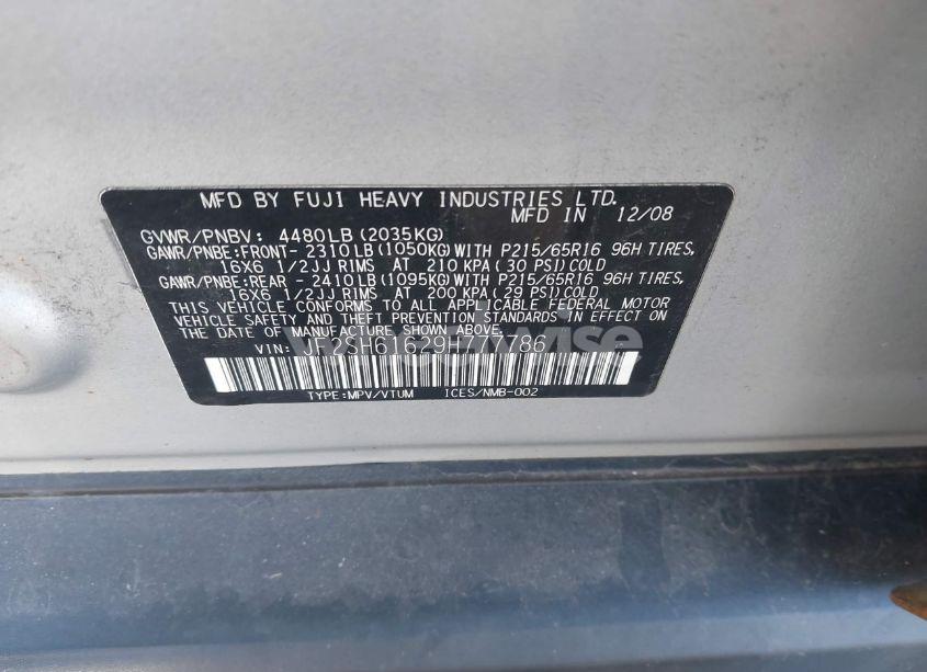 Photo 9 of 2009 Subaru Forester 2.5X (VIN JF2SH61629H777786)