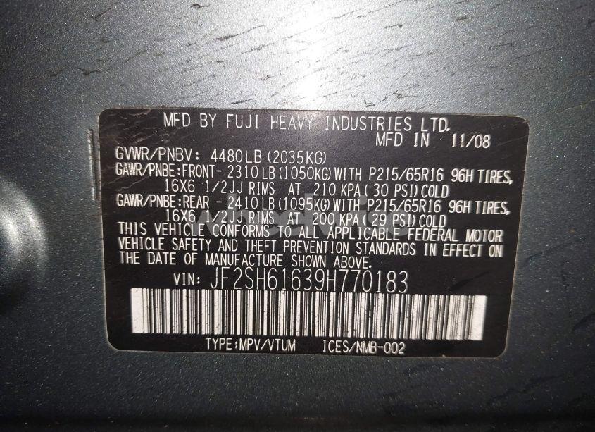 Photo 9 of 2009 Subaru Forester 2.5X (VIN JF2SH61639H770183)