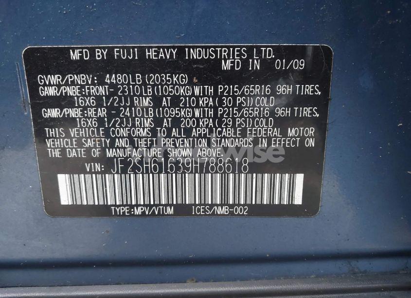 Photo 9 of 2009 Subaru Forester 2.5X (VIN JF2SH61639H788618)