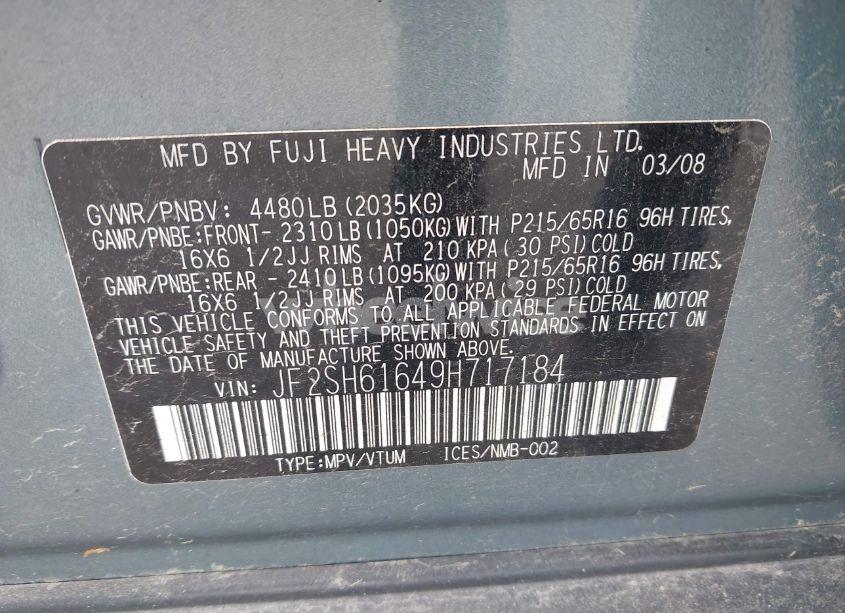 Photo 9 of 2009 Subaru Forester 2.5X (VIN JF2SH61649H717184)