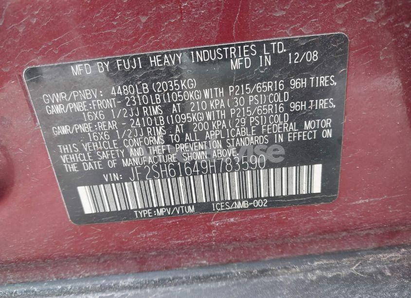 Photo 9 of 2009 Subaru Forester 2.5X (VIN JF2SH61649H783590)