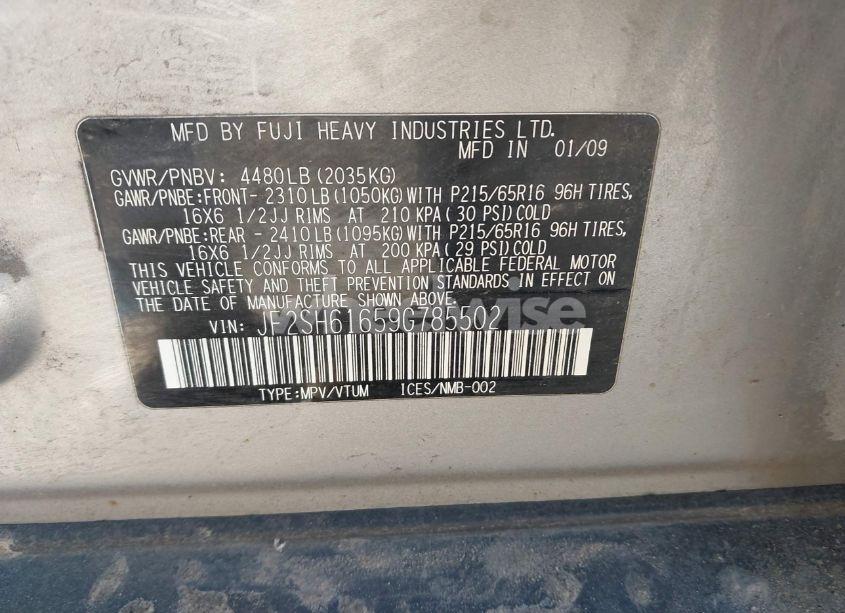 Photo 9 of 2009 Subaru Forester 2.5X (VIN JF2SH61659G785502)