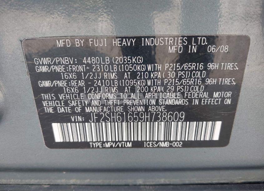 Photo 9 of 2009 Subaru Forester 2.5X (VIN JF2SH61659H738609)