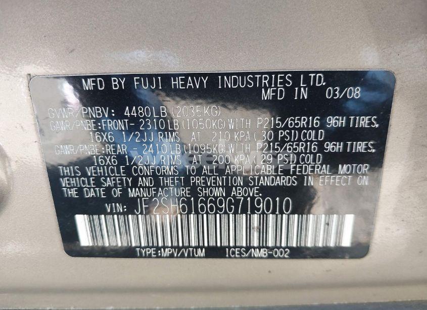 Photo 9 of 2009 Subaru Forester 2.5X (VIN JF2SH61669G719010)