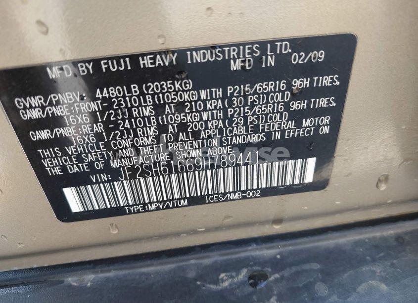 Photo 9 of 2009 Subaru Forester 2.5X (VIN JF2SH61669H789441)