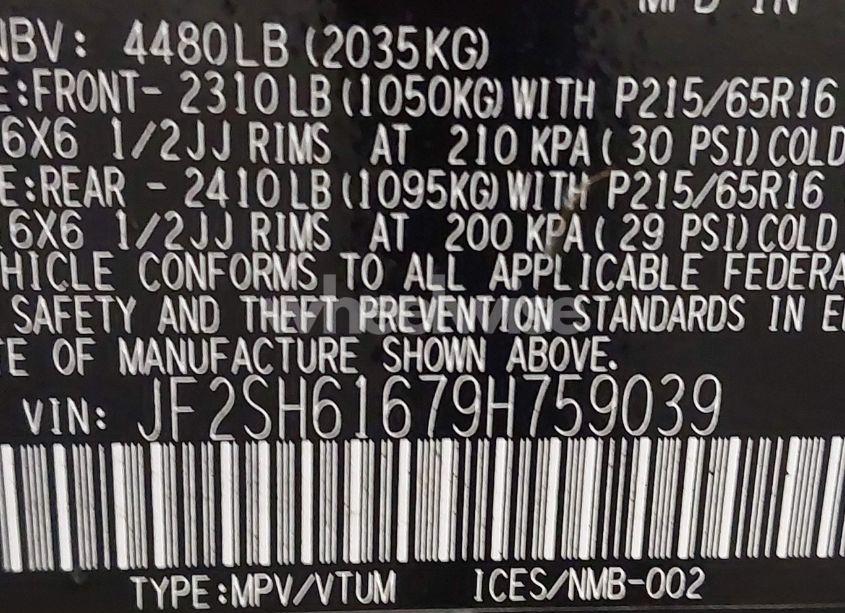 Photo 9 of 2009 Subaru Forester 2.5X (VIN JF2SH61679H759039)