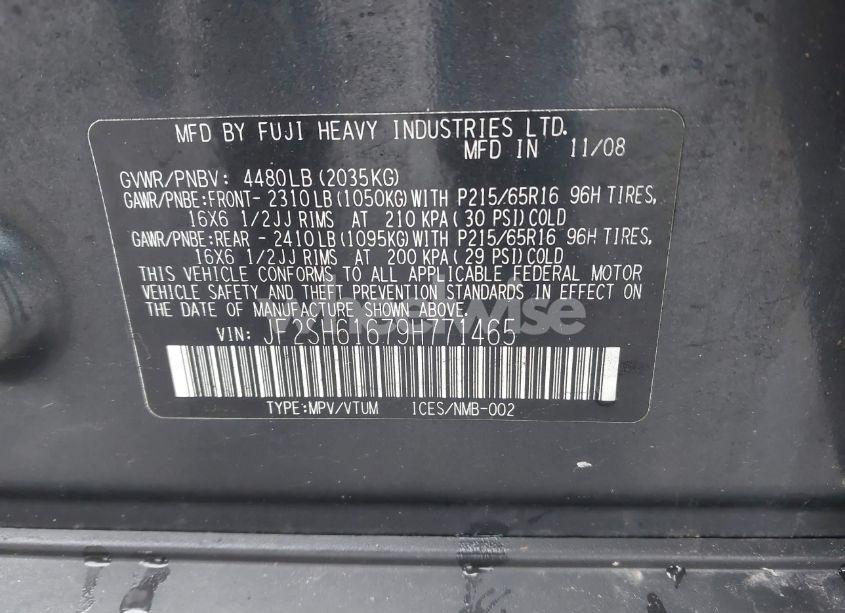 Photo 9 of 2009 Subaru Forester 2.5X (VIN JF2SH61679H771465)