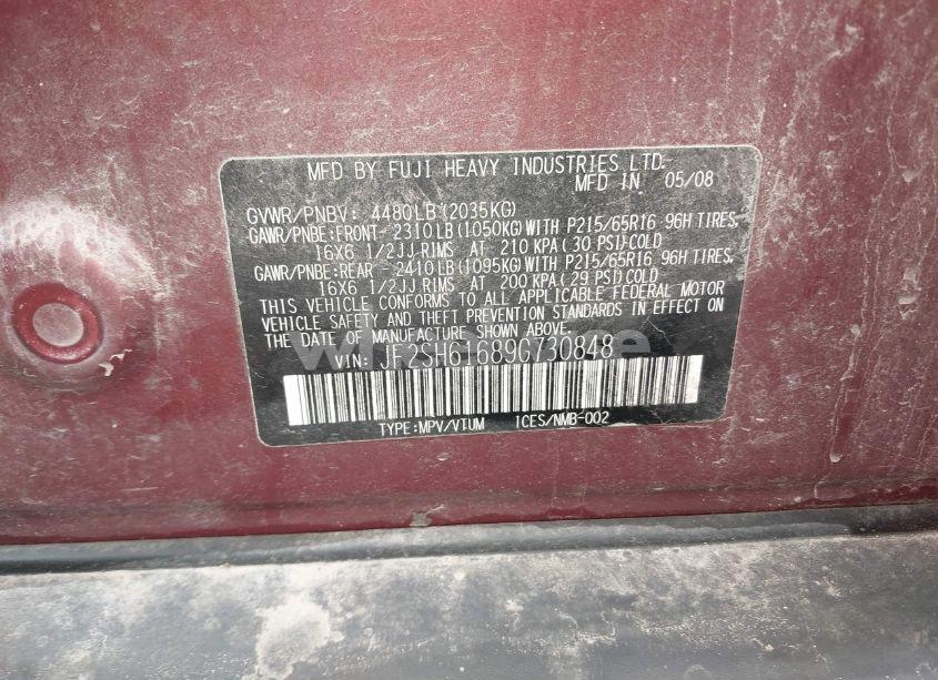 Photo 9 of 2009 Subaru Forester 2.5X (VIN JF2SH61689G730848)