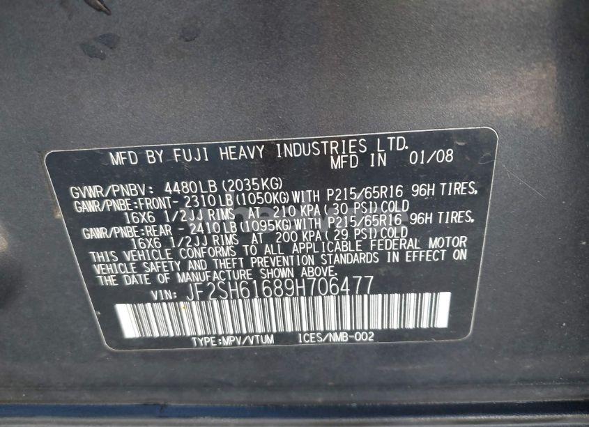 Photo 9 of 2009 Subaru Forester 2.5X (VIN JF2SH61689H706477)