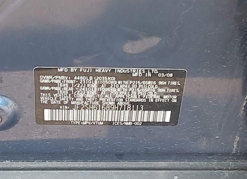 Photo 9 of 2009 Subaru Forester 2.5X (VIN JF2SH61689H718113)