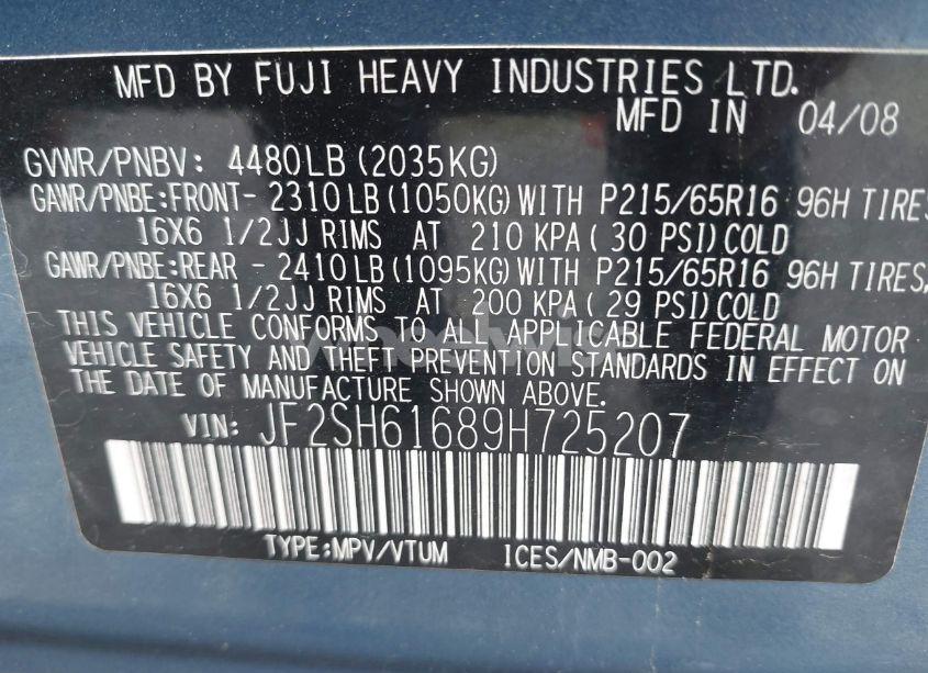 Photo 9 of 2009 Subaru Forester 2.5X (VIN JF2SH61689H725207)