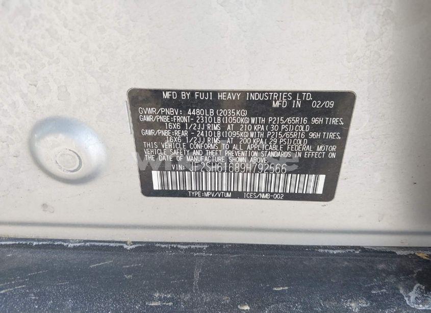 Photo 9 of 2009 Subaru Forester 2.5X (VIN JF2SH61689H792566)
